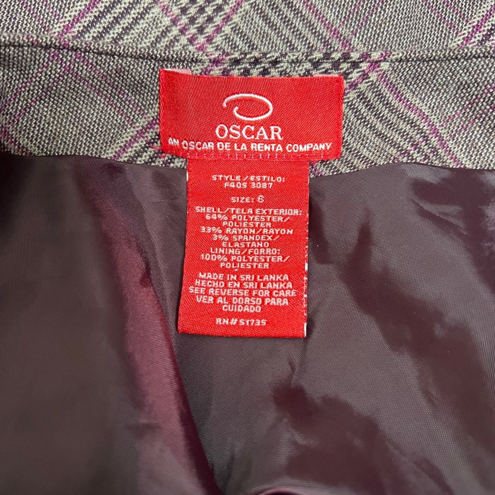 Y2K Vintage Oscar de la Renta Plaid Skirt Faux Wrap Pink Preppy‎ Women's Size 6 - Picture 9 of 10